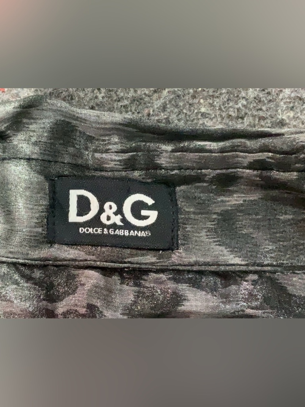 Dolce & Gabbana Sheer Leopard Button-Down Blouse in Charcoal LIKE NEW - Picture 4 of 5